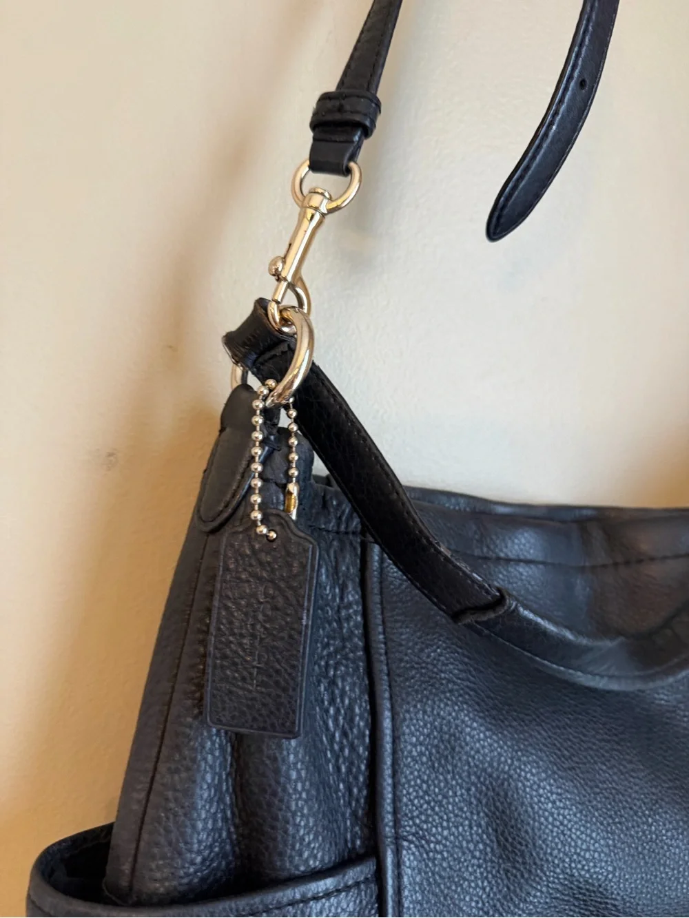 COACH CHICAGO GALLERY HOBO HANDBAG SHOULDER BAG 33436 Black Pebbled Leather